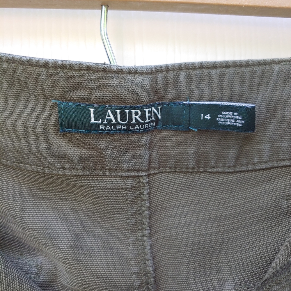 Lauren Ralph Lauren Green Lyocell Lightweight Crop Pants Sz 14 - Picture 7 of 8